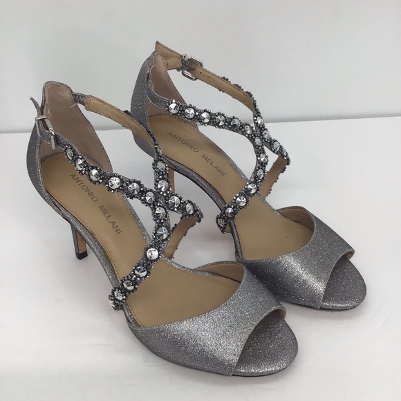 ANTONIO MELANI Shoes - Antonio Melani Jamme Galaxy Heel Formal Wedding Party Silver Size 7
